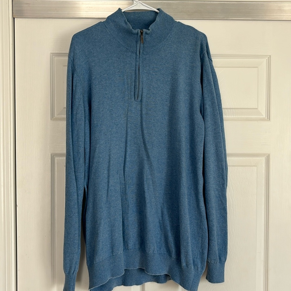 L.L. Bean men’s medium TALL cotton & cashmere blend 1/4 zip light sweater